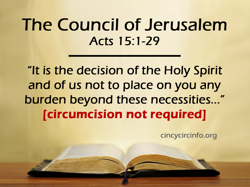 Council of Jerusalem Declared Circumcision Is Not Required Of Christians